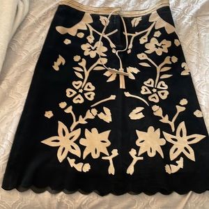 Unique leather pencil skirt by MODA International, size 4.